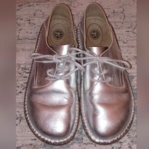 Birkenstock Gary silver lace Up Oxford Leather Shoes Women's 39
